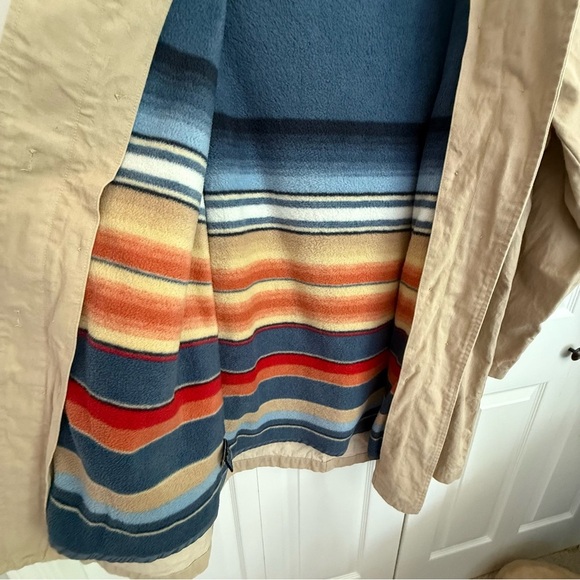 Denim&Co Women's Beige Barn Jacket Hood & Removable colorful Fleece Lining Large - Picture 4 of 15